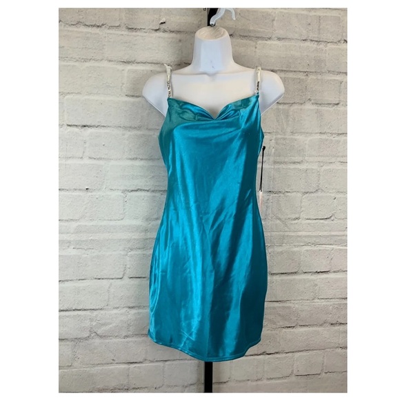 Crystal Sky• Women’s Sweetheart Blue Rhinestones Strap Dress SIZE MEDIUM NWT - Picture 1 of 11